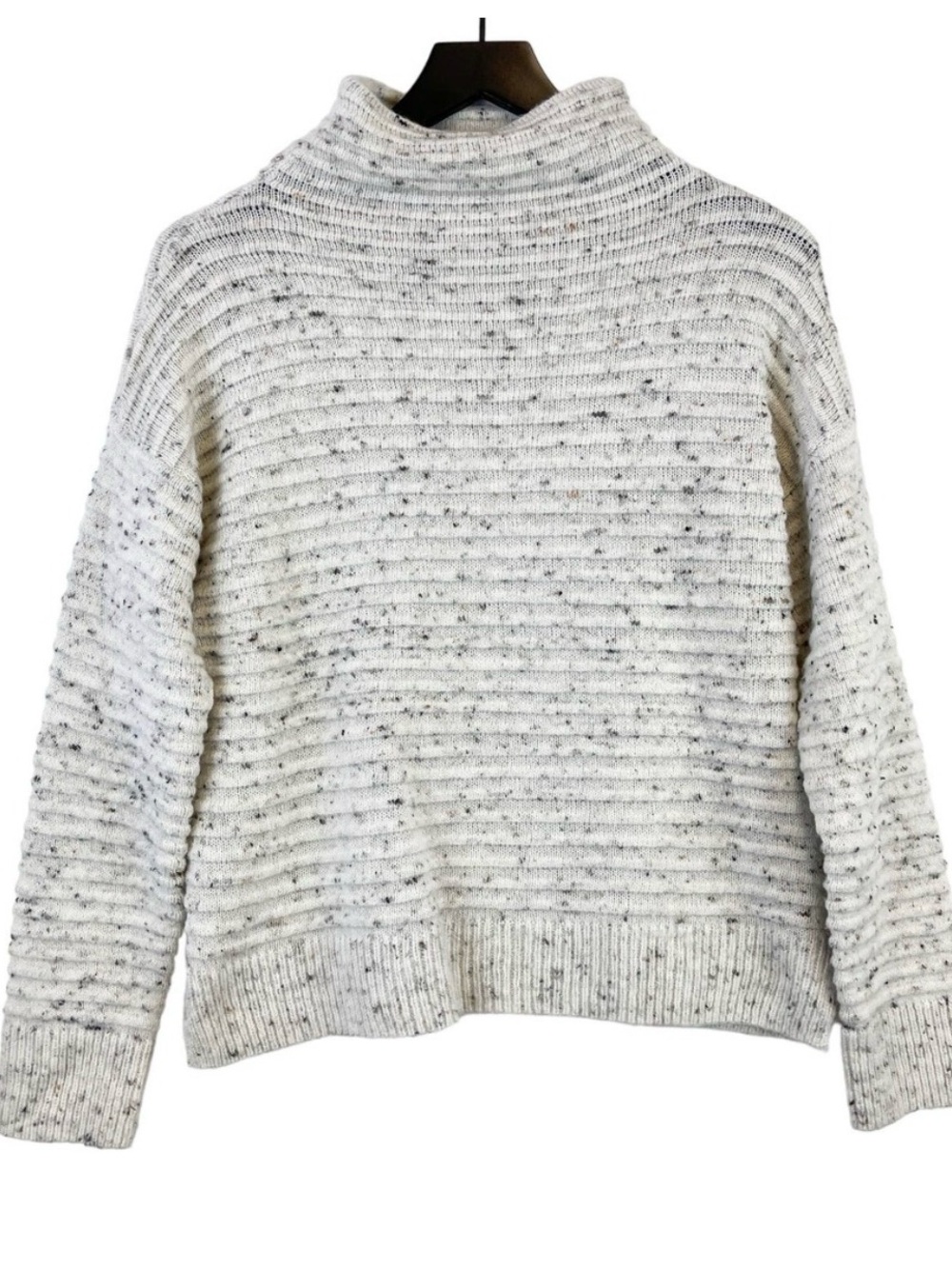 Madewell (S) Donegal Belmont Mockneck Knit Sweater Gray Cream